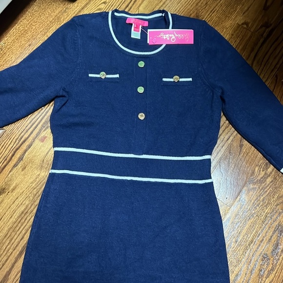 Lilly Pulitzer Danley sweater dress large NWT low tide navy - Picture 7 of 10